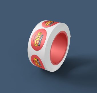 Oval Adhesive Sticker Roll Branding Mockup